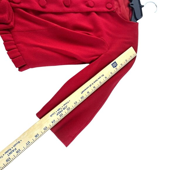 1950s Handmade Red Cropped Jacket XS Small Vintage Bow Trim Button Front - Picture 9 of 11